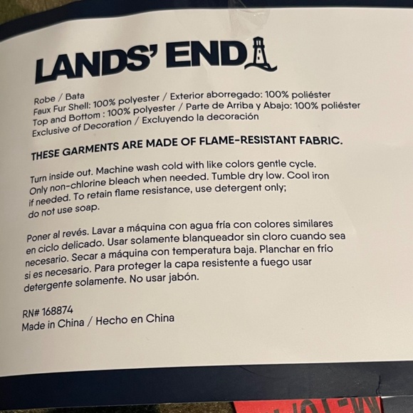 Lands End 3 pc youth set robe, PJ top & PJ bottom Green Camouflage Size L(14/16) - Picture 16 of 16